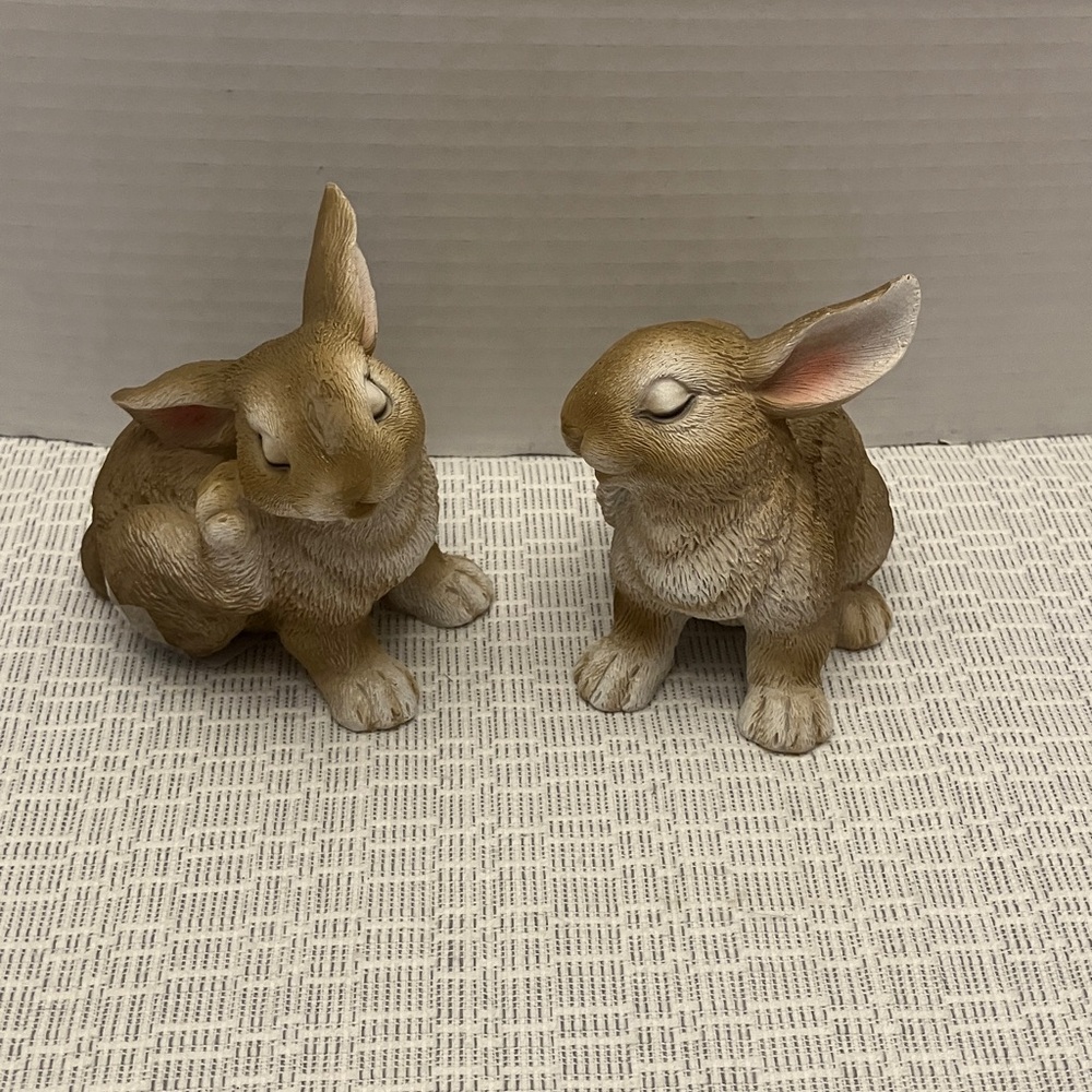 Brown Ceramic Bunny Figurines